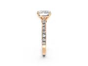 Solitaire Engagement Ring Setting for Radiant Cut Center with Single Row Accent Band and Prong Head in Rose Gold