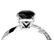 Side Accent Engagement Ring Setting for Fancy Black Cushion Cut Center with Accent Shoulders and Prong Head in Platinum