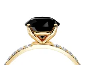 Solitaire Engagement Ring Setting for Fancy Black Round Cut Center with Fine Pave Accents and Prong Head in Yellow Gold
