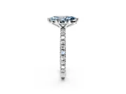 Solitaire Engagement Ring Setting for Fancy Blue Marquise Center with Fine Pave Band and Claw Prong Head in Platinum
