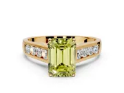 Solitaire Engagement Ring Setting for Fancy Yellow Emerald Cut Center with Cathedral Channel Band and Prong Head in Yellow Gold
