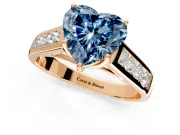 Solitaire Engagement Ring Setting for Fancy Blue Heart-Shaped Center with Cathedral Channel Band and Prong Head in Rose Gold