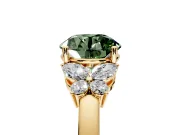 Solitaire Engagement Ring Setting for Fancy Green Round Cut Center with Marquise Flower Shoulders and Prong Head in Yellow Gold