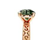 Solitaire Engagement Ring Setting for Fancy Green Round Cut Center with Scrollwork Band and Prong Head in Rose Gold