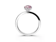 Solitaire Engagement Ring Setting for Fancy Pink Pear-Shaped Center with Thin Rounded Plain Band and Prong Head in Sterling Silver
