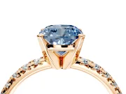 Solitaire Engagement Ring Setting for Fancy Blue Cushion Cut Center with Large Accents and Prong Head in Rose Gold