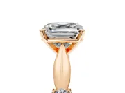 Solitaire Engagement Ring Setting for Asscher Cut Center with Carved Leaf Shoulders and Prong Head in Rose Gold