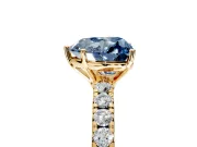 Solitaire Engagement Ring Setting for Fancy Blue Heart-Shaped Center with Large Accent Band and Prong Head in Yellow Gold