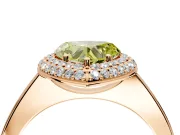 Halo Engagement Ring Setting for Fancy Yellow Heart-Shaped Center with Plain Tapered Band and Prong Head in Rose Gold