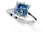 Solitaire Engagement Ring Setting for Fancy Blue Princess Cut Center with Cathedral Band and Prong Head in Sterling Silver