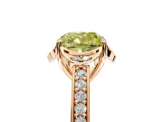 Floral Engagement Ring Setting for Fancy Yellow Cushion Cut Center with Four Accent Clusters and Prong Head in Rose Gold