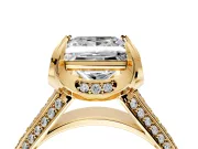 Solitaire Engagement Ring Setting for Princess Cut Center with Accented Split Shank and Prong Head in Yellow Gold