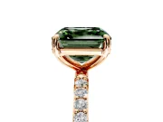Solitaire Engagement Ring Setting for Fancy Green Asscher Cut Center with Pave Accents and Prong Head in Rose Gold
