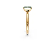Low-Set Solitaire Engagement Ring Setting for Fancy Green Radiant Cut Center with Thin Plain Band and Prong Head in Yellow Gold