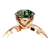 Solitaire Engagement Ring Setting for Fancy Green Round Cut Center with Pave and Plain Crossover Band and Prong Head in Rose Gold