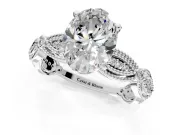 Solitaire Engagement Ring Setting for Oval Center with Marquise Panel Band and Prong Head in Platinum