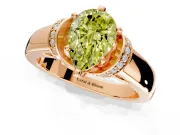 Solitaire Engagement Ring Setting for Fancy Yellow Pear-Shaped Center with Wide Band, Pave Collar and Prong Head in Rose Gold
