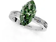 Solitaire Engagement Ring Setting for Fancy Green Marquise Center with Channel Baguette Band and Prong Head in White Gold