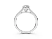 Solitaire Engagement Ring Setting for Pear-Shaped Center with Narrow Cathedral Band and Prong Head in White Gold