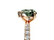 Solitaire Engagement Ring Setting for Fancy Green Heart-Shaped Center with Micro Pave Band and Prong Head in Rose Gold