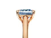 Solitaire Engagement Ring Setting for Fancy Blue Princess Cut Center with Cathedral Band and Prong Head in Rose Gold