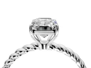 Solitaire Engagement Ring Setting for Emerald Cut Center with Plain Twisted Rope Band and Prong Head in Platinum