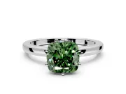 Solitaire Engagement Ring Setting for Fancy Green Cushion Cut Center with Plain Band and Tulip Prong Head in Sterling Silver
