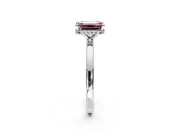Hidden Halo Engagement Ring Setting for Fancy Pink Emerald Cut Center with Plain Band and Tall Prong Head in Platinum