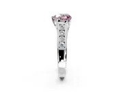 Solitaire Engagement Ring Setting for Fancy Pink Heart-Shaped Center with Cathedral Channel Band and Prong Head in White Gold