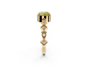 Milgrain Bezel Engagement Ring Setting for Fancy Yellow Cushion Cut Center with Marquise Stations and Bezel Head in Yellow Gold