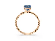 Solitaire Engagement Ring Setting for Fancy Blue Radiant Cut Center with Plain Twisted Rope Band and Prong Head in Rose Gold