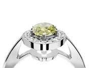 Bezel-Framed Halo Engagement Ring Setting for Fancy Yellow Marquise Center with Pave Band and Prong Head in Platinum