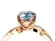 Solitaire Engagement Ring Setting for Fancy Blue Oval Center with Pave and Plain Crossover Band and Prong Head in Rose Gold
