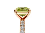 Solitaire Engagement Ring Setting for Fancy Yellow Asscher Cut Center with Fine Pave Band and Claw Prong Head in Rose Gold