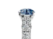 Solitaire Engagement Ring Setting for Fancy Blue Round Cut Center with Pave Cathedral Shoulders and Prong Head in Sterling Silver