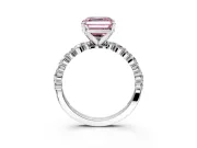 Solitaire Engagement Ring Setting for Fancy Pink Asscher Cut Center with Alternating Size Accents and Prong Head in Sterling Silver