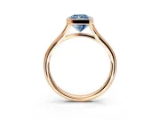 Solitaire Engagement Ring Setting for Fancy Blue Radiant Cut Center with V Split Shank and Bezel Head in Rose Gold