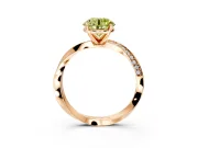 Side Accent Engagement Ring Setting for Fancy Yellow Round Cut Center with Accent Shoulders and Prong Head in Rose Gold
