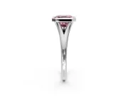 Solitaire Engagement Ring Setting for Fancy Pink Asscher Cut Center with V Split Shank and Bezel Head in Platinum