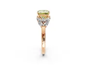 Leaf Cluster Engagement Ring Setting for Fancy Yellow Princess Cut Center with Marquise Accents and Prong Head in Rose Gold