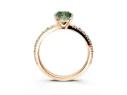 Solitaire Engagement Ring Setting for Fancy Green Cushion Cut Center with Large Accent Band and Prong Head in Rose Gold