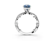 Solitaire Engagement Ring Setting for Fancy Blue Radiant Cut Center with Marquise Panel Band and Prong Head in White Gold