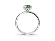 Hidden Halo Engagement Ring Setting for Fancy Green Oval Center with Pave Band and Prong Head in Platinum