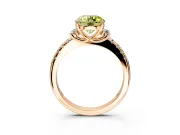 Paired Accent Engagement Ring Setting for Fancy Yellow Round Cut Center with Pave Band and Prong Head in Rose Gold