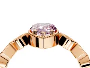 Milgrain Bezel Engagement Ring Setting for Fancy Pink Pear-Shaped Center with Marquise Stations and Bezel Head in Rose Gold