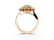 Cluster Halo Engagement Ring Setting for Fancy Yellow Princess Cut Center with Milgrain Bezel Accents and Prong Head in Rose Gold