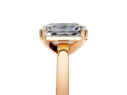Solitaire Engagement Ring Setting for Emerald Cut Center with Basket Rail and Prong Head in Rose Gold