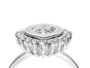 Halo Engagement Ring Setting for Marquise Center with Milgrain Bezel Rim, Plain Band and Prong Head in Sterling Silver