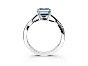 Solitaire Engagement Ring Setting for Fancy Blue Asscher Cut Center with Plain Bypass Twist Band and Prong Head in Platinum