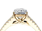 Solitaire Engagement Ring Setting for Radiant Cut Center with Pave Split Shank and Prong Head in Yellow Gold